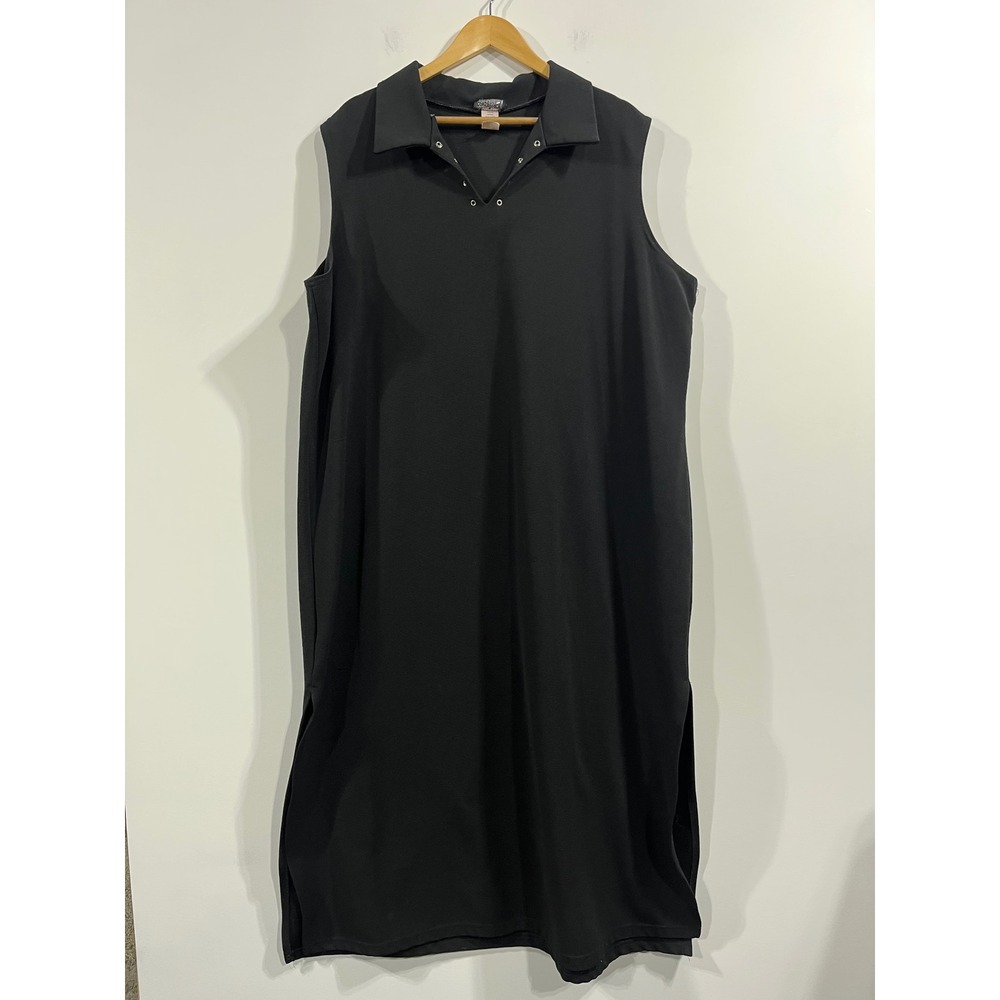 Conspiracy Preppy Black Old Money Polo Midi Dress Womens 26 Lagenlook Minimalist